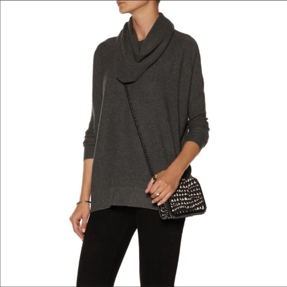 Joie Cashmere Blend Charcoal Gray Melantha Cowl Neck Sweater sz M